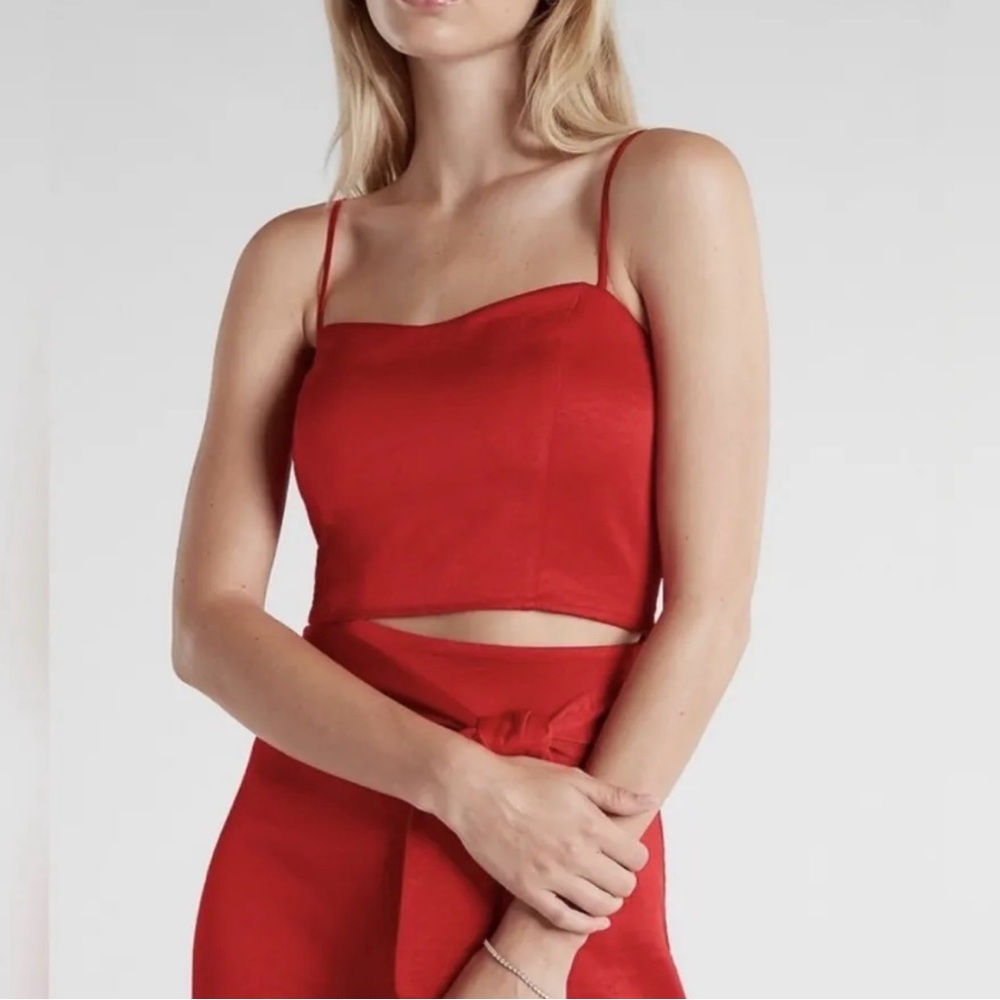 Express red satin cropped cami Size Medium